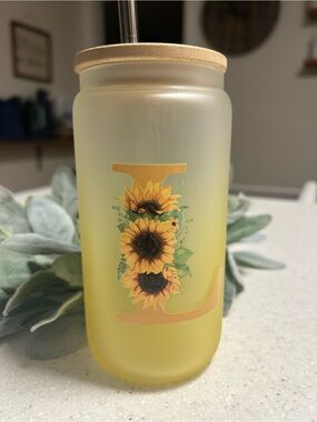 ✨NEW Sunflower “L” Glass Mug